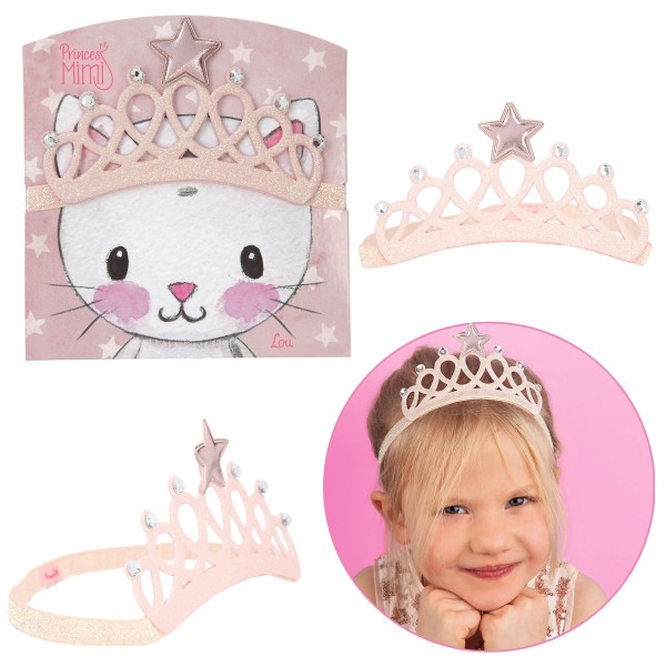 Depesche 11923 Princess Prinzessin Mimi Diadem Haarband mit Gummiband - rosa