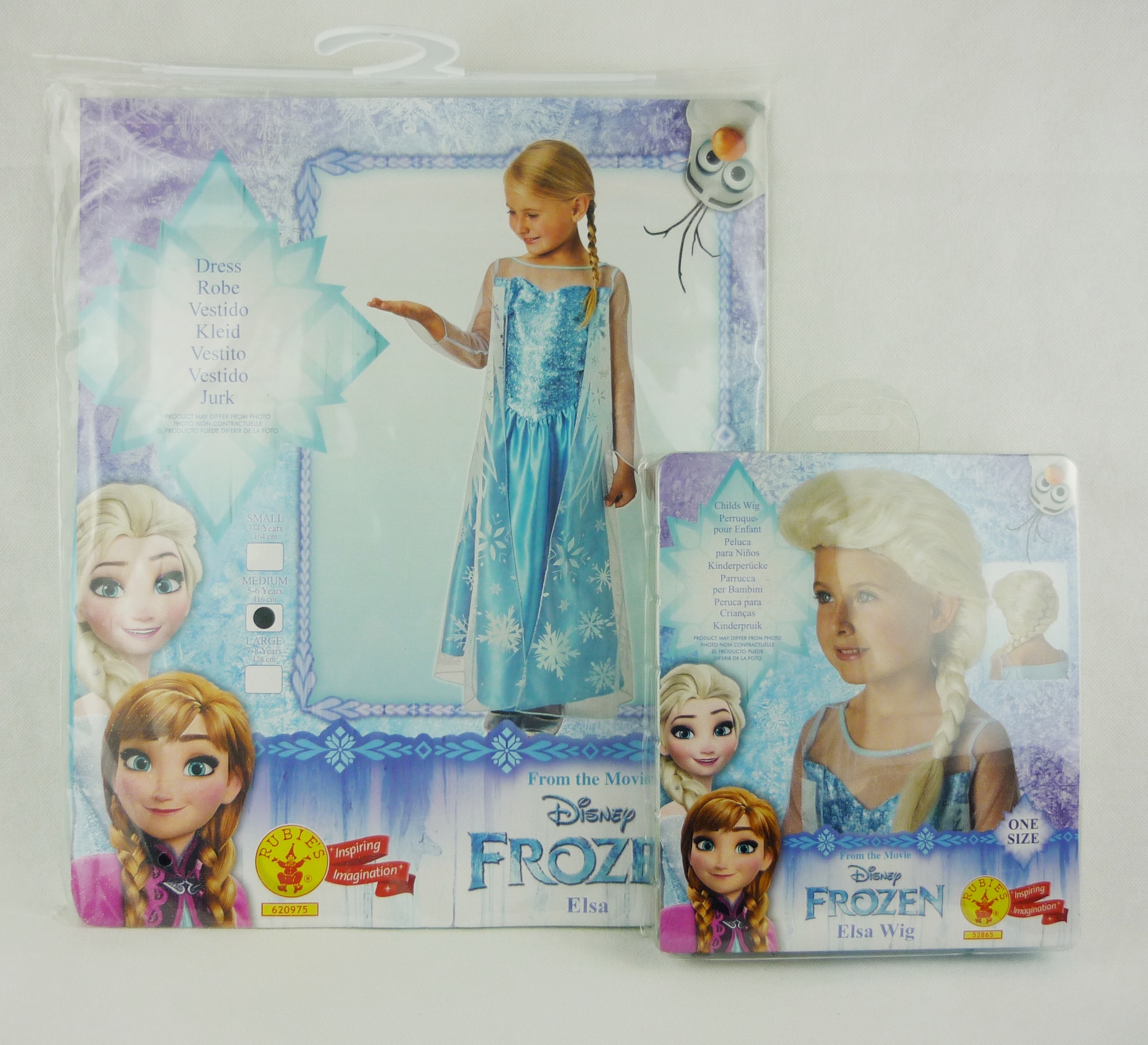 Kostüm Neuware Perücke Disney Frozen Eiskönigin Elsa Kleid 