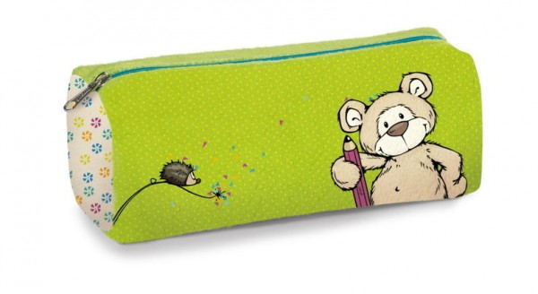 Bear Schlampermäppchen bedruckt Nici grün beige 19x7x7cm | Bär 39100 Shoppingzwerg Stifteetui