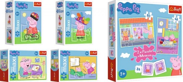 Peppa Pig Set mit 3 Puzzle und 1 Memospiel eurer Helden