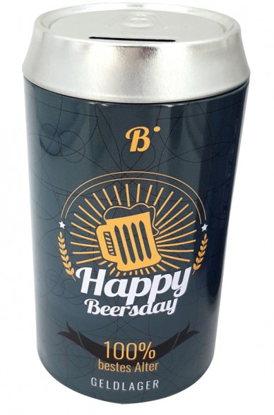 Hergo Bier Spardose Blech - Happy Beersday 9616