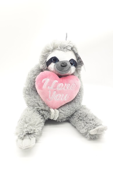 Faultier Sloth mit Herz "I Love You" Schlenker Plüsch Liebe Herz rosa ca 30cm
