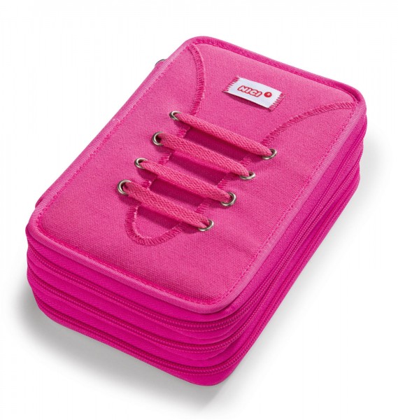 Nici 40952 Federmäppchen Federtasche Schuh pink mit Schnürung befüllt 3-Zip  | Schule / Kindergarten | Shoppingzwerg