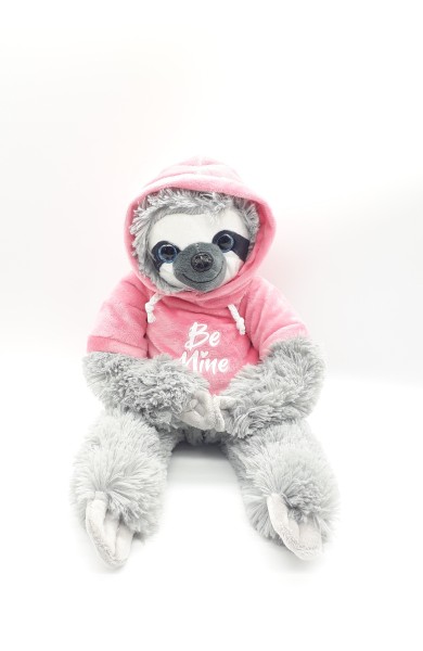 Faultier Sloth mit rosa Hoodie "Be Mine" Plüsch Kuscheltier Liebe 30cm