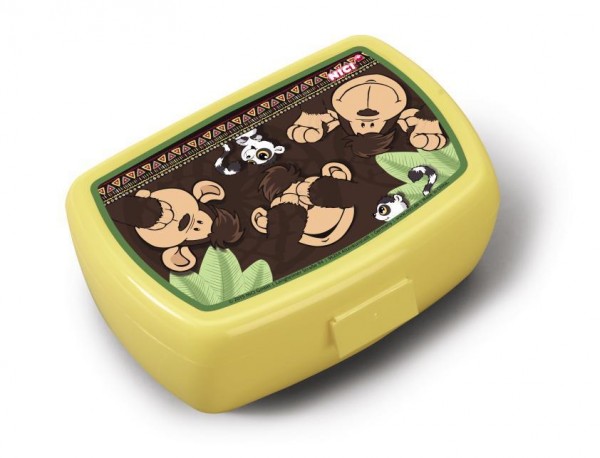 Nici 40328 Brotdose Lunchbox drei Affen & Lemur 17x12x6,8cm Wild Friends gelb