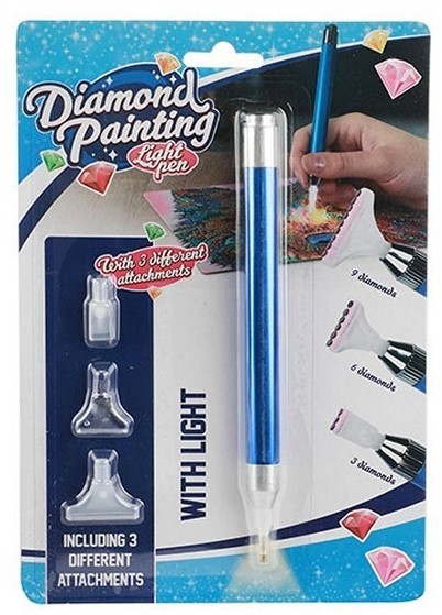 Diamond Painting Light Pen - Stift mit Beleuchtung & 3 Aufsätzen 26692Z - blau