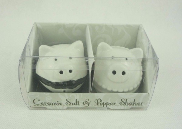 Salz- & Pfefferstreuer Brautpaar Schweine aus Keramik ca 6,5cm Hochzeitsgeschenk