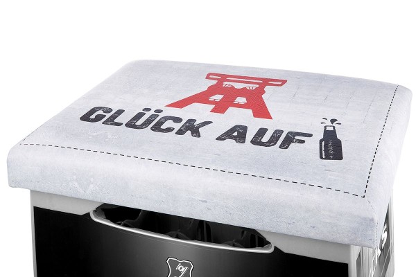 Gilde 49830 Bierkasten Sitzkissen "Glück auf" 44x34cm Sitzpolster weiß