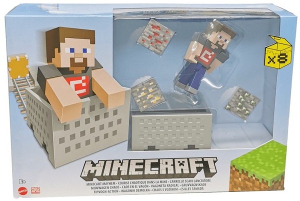 Minecraft Minecart Mayhem Spielset mit Steve Figur +Zubehör 20x30cm Mattel GVL55