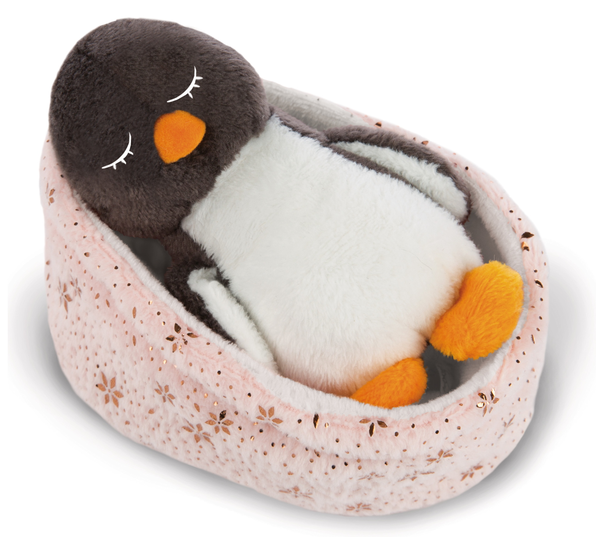 Nici 48356 Pinguin Noshy schlafend im Körbchen 12cm Plüsch Winter Friends  GREEN | Shoppingzwerg