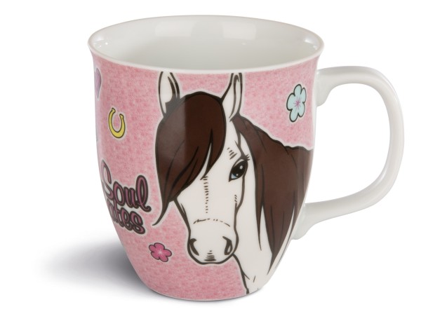 Nici 43238 Tasse weißes Pferd Mustang Ayeta rosa Kaffeetasse Teetasse 9,5x10cm