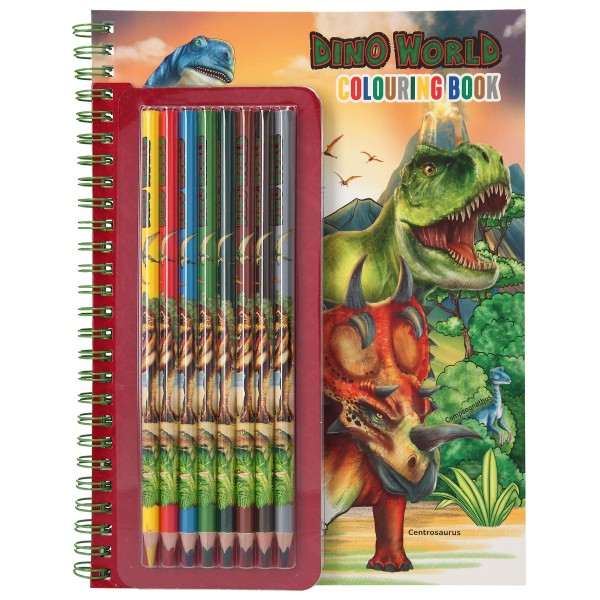 Depesche 11385 Dino World Malbuch mit Buntstiften Dinosaurier T-Rex Kreativbuch