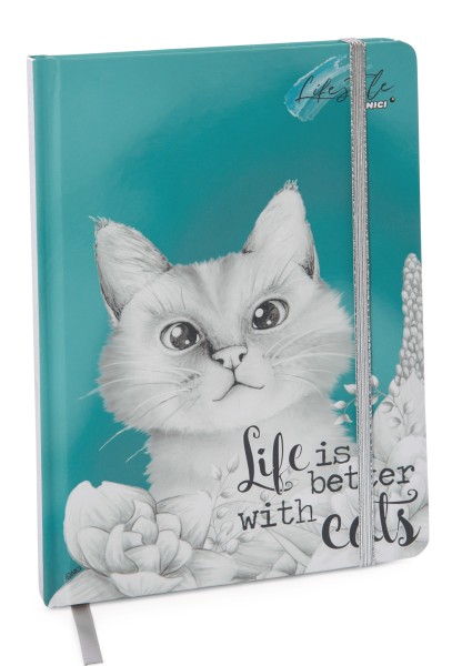 Nici 48094 Notizbuch Katze Meowlina Hardcover 15x21,5cm Life is better with cats
