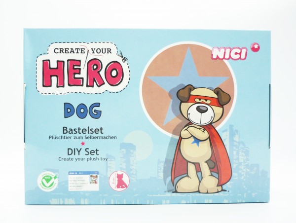 Nici 38091 Create your Hero Bastelset Plüschtier 25cm zum Selbermachen - Hund