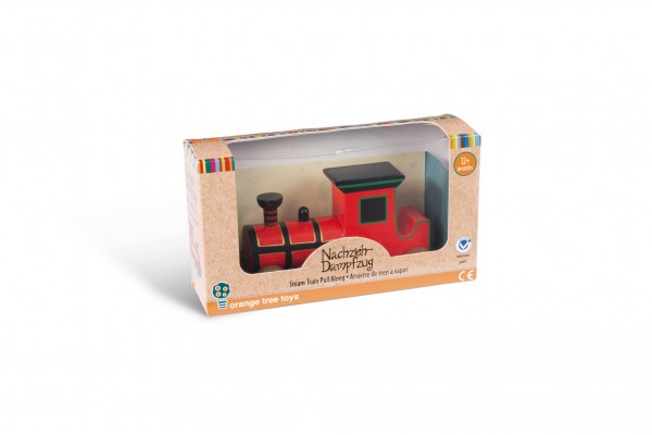 Nici 46032 Nachzieh-Dampfzug Holzspielzeug Orange Tree Toys