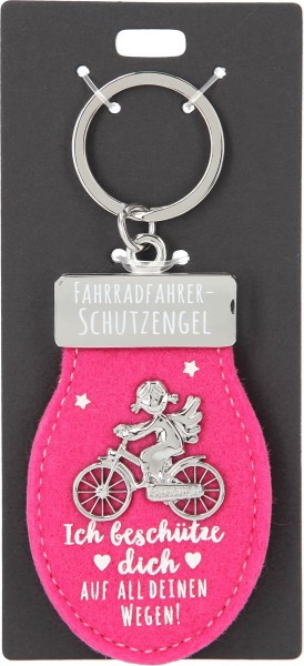 Depesche 11348 Schutzengel Schlüsselanhänger aus Filz 009 Fahrradfahrer pink