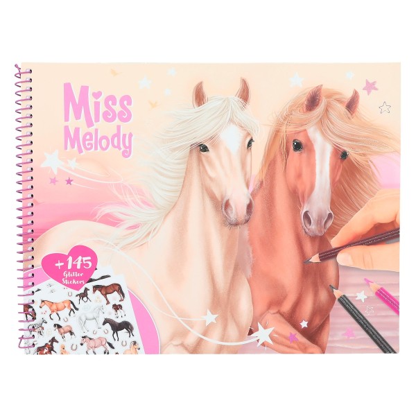 Depesche 12479 Pferd Miss Melody Pferde Malbuch mit Spiralbindung und Stickern