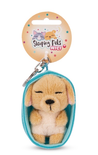 Nici 48835 Schlüsselanhänger Sleeping Pets 10cm Plüsch - Hund karamell