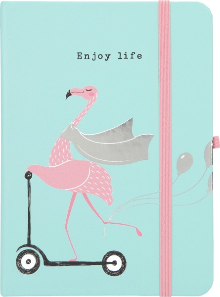 Depesche 11629_033 Notizbuch liniert Enjoy life Flamingo Genieße das Leben