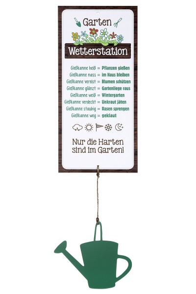 Gilde Alu Schild Wetterstation "Garten" 30x14cm inkl. Gieskannen-Anhänger