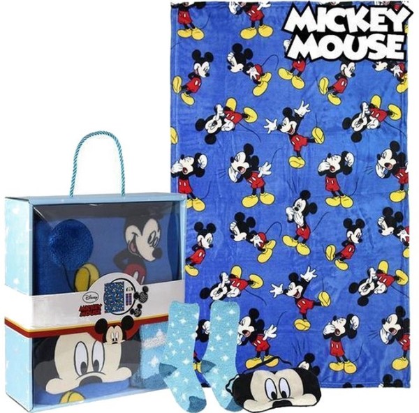 Disney Mickey Mouse Maus Geschenkset Fleecedecke (100x150), Socken, Schlafmaske