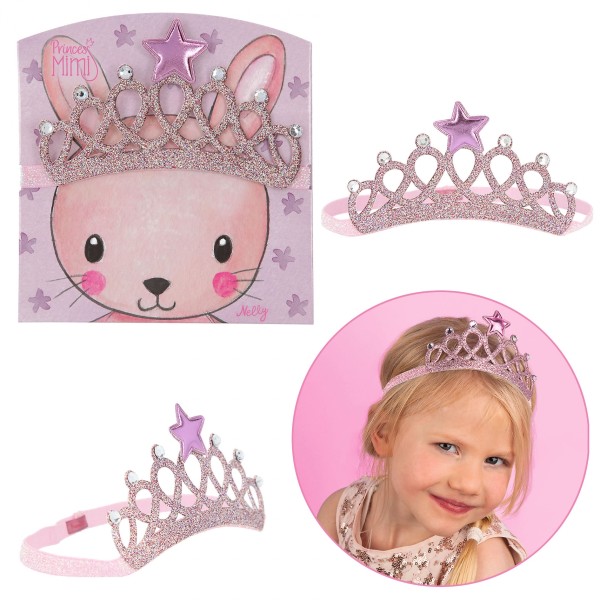 Depesche 11923 Princess Prinzessin Mimi Diadem Haarband mit Gummiband - Pink