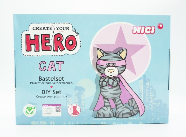 Nici 38090 Create your Hero Bastelset Plüschtier 25cm zum Selbermachen - Katze