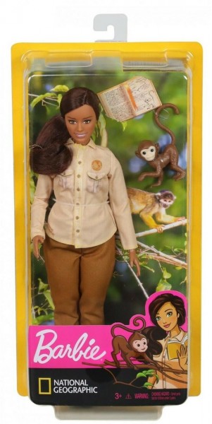 Barbie National Geographic Puppe Wildtierschützerin mit Äffchen GDM48