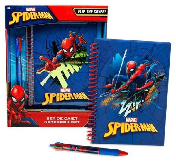 Marvel Spider-Man Notizbuch Set Geschenkset Buch & 4-farbiger Stift