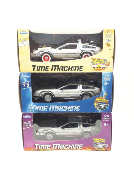 Welly SET De Lorean Back to the Future Teil 1-3 Diecast Metall Time Machine 1:24