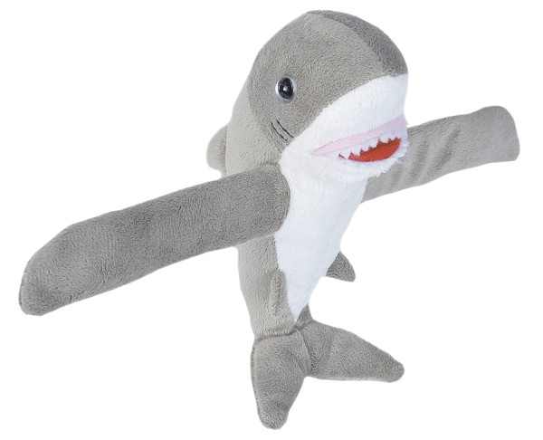 Wild Republic 21417 Huggers Plüschtier mit Schnapparmband 20cm - weißer Hai