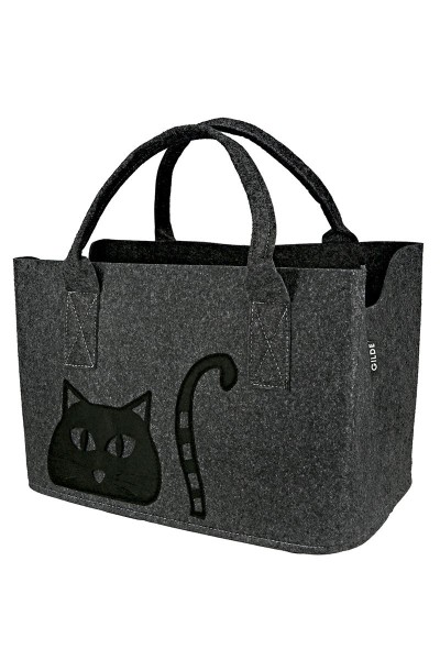 Gilde 44505 Filz Tasche "Kitty Katze" Tragetasche Einkaufstasche dunkelgrau