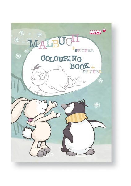Nici 38979 Malbuch Let it Snow! DIN A4 Pinguion Jori & Schneehase Linni +Sticker