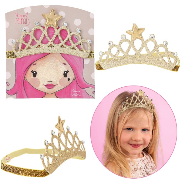 Depesche 11923 Princess Prinzessin Mimi Diadem Haarband mit Gummiband - Gold