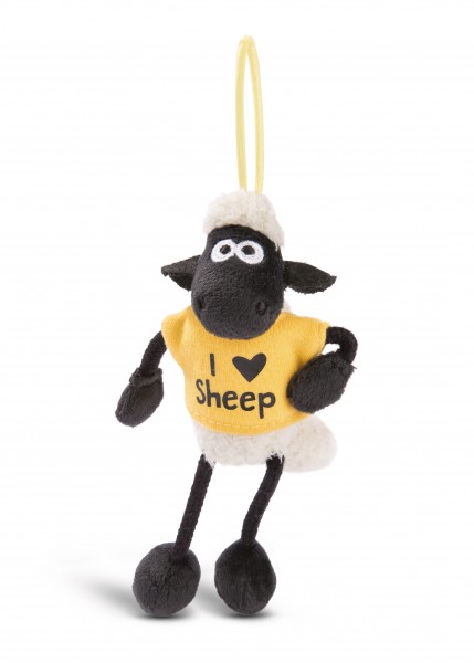 Nici 45800 Shaun das Schaf mit T-Shirt Anhänger Loop 10cm Plüsch - I love Sheep