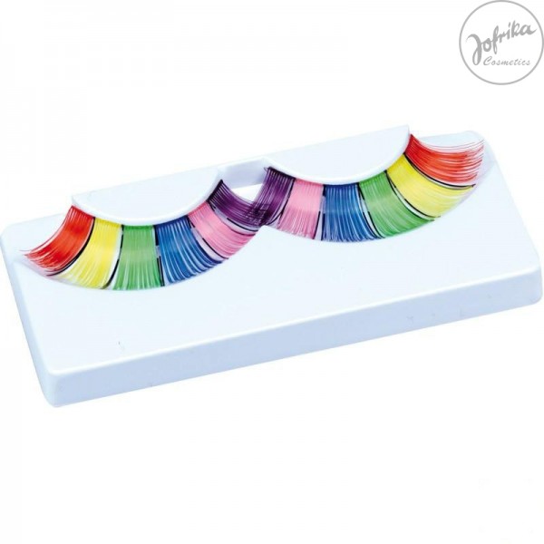 Jofrika Rainbow Wimpern mit Kleber metallic Kunstwimpern Fasching Silvester