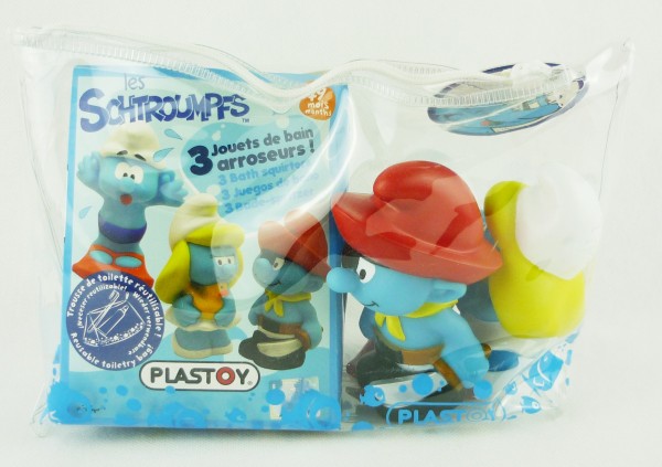 Plastoy Die Schlümpfe Badespielzeug mit 3 Figuren Badespritzer 9m+