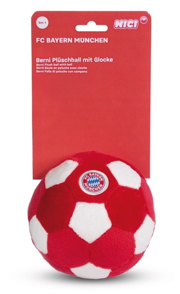 Nici 49087 Plüschball mit Glöckchen FC BAYERN MÜNCHEN 12cm auf Kärtchen FCB 6m+